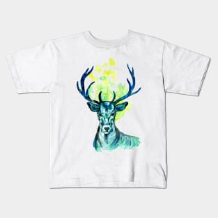 Blue Deer in the Headlight Kids T-Shirt